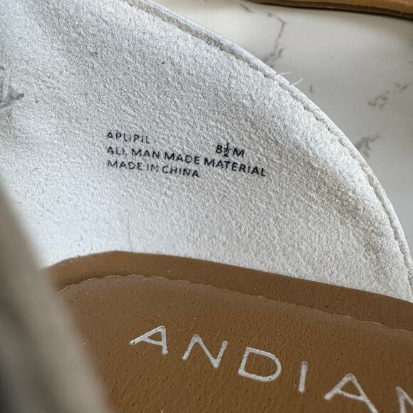 Andiamo Sandal White Sea Foam Green Women 8.5M Snake Pattern Slip On Flats Strap - Picture 8 of 9